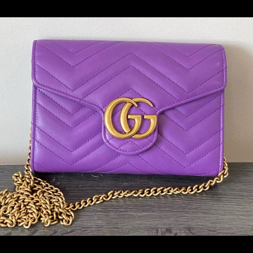Gucci Marmont Chevron purple leather